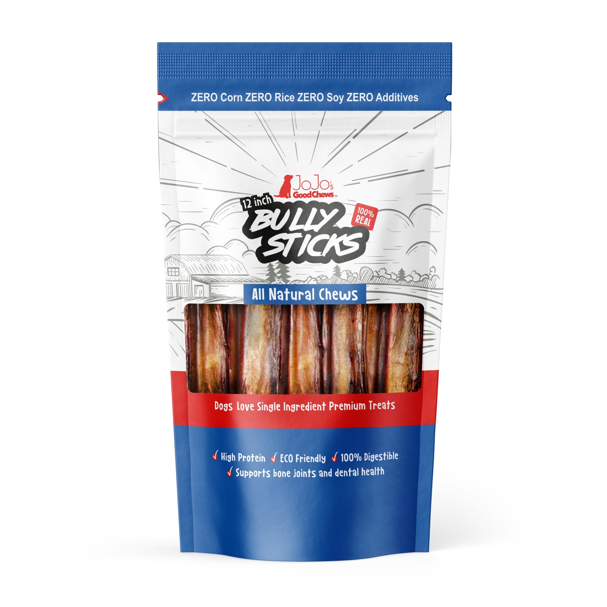 All-Natural Beef Bully Stick Dog Treats, Single Ingredient Dog Chews ?C 12-Inch Jumbo (2-Pack)