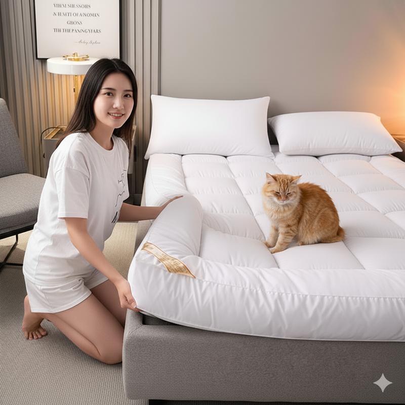 Premium Mattress Topper Extra Thick Bounce Back 10cm / 4Inches Mattresses Toppers - Single Double King Super King Bed Size Pad Covers With Elasticated Strong Straps